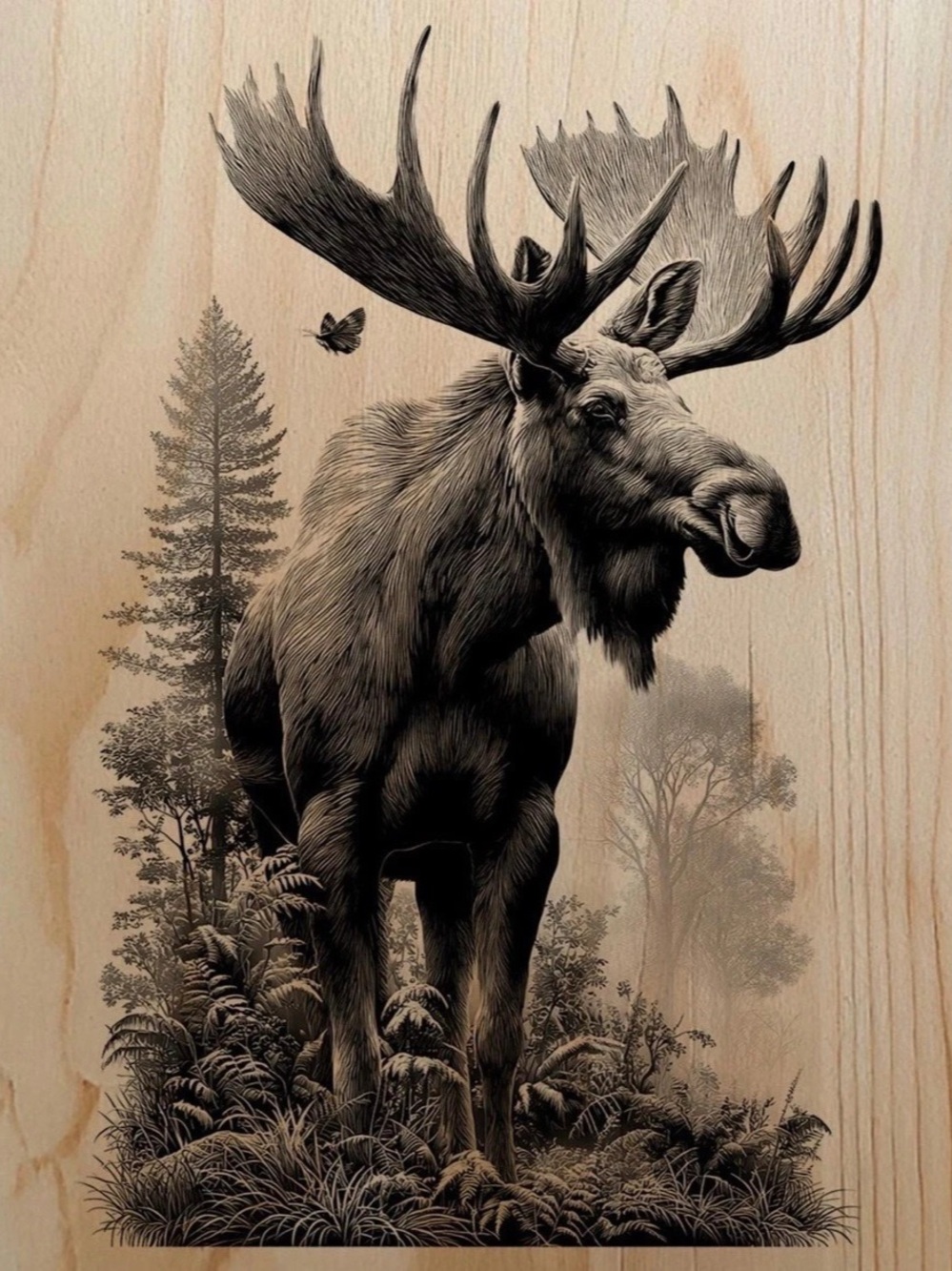 Custom Made Moose Woodland Engraving